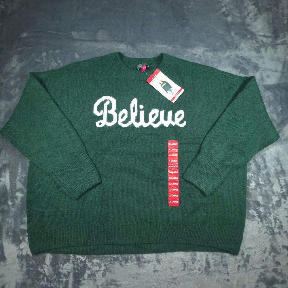 Vince Camuto Believe Holiday Sweater Green XL SV7765200 NWT